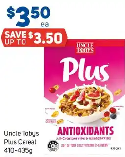 Foodland Uncle Tobys Plus Cereal offer