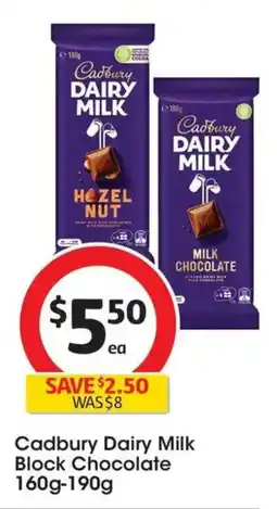 Coles Cadbury Dairy Milk Block Chocolate offer
