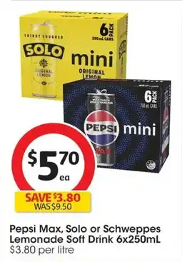 Coles Pepsi Max, Solo or Schweppes Lemonade Soft Drink offer