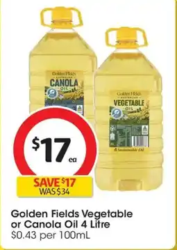 Coles Golden Fields Vegetable or Canola Oil offer