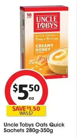Coles Uncle Tobys Oats Quick Sachets offer