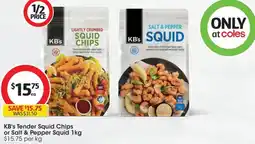 Coles KB's Tender Squid Chips or Salt & Pepper Squid offer