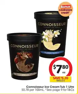 Coles Connoisseur Ice Cream Tub offer