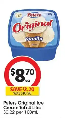 Coles Peters Original Ice Cream Tub offer