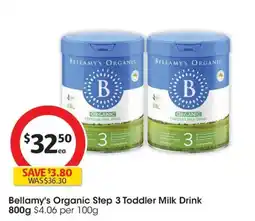 Coles Bellamy's Organic Step 3 Toddler Milk Drink offer