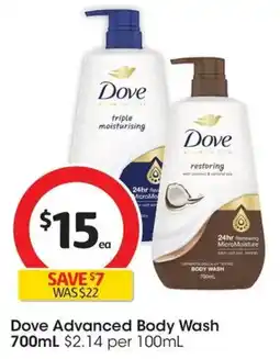 Coles Dove Advanced Body Wash offer