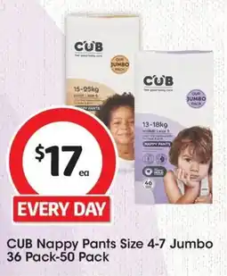 Coles CUB Nappy Pants Size 4-7 Jumbo offer