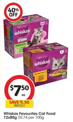 Coles Whiskas Favourites Cat Food offer