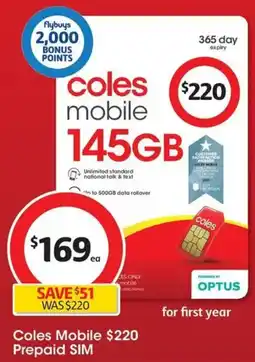 Coles Coles Mobile 145GB offer