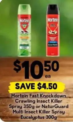 Drakes Mortein Fast Knockdown Crawling Insect Killer Spray or NaturGuard Multi Insect Killer Spray Eucalyptus offer