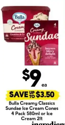 Drakes Bulla Creamy Classics Sundae Ice Cream Cones offer