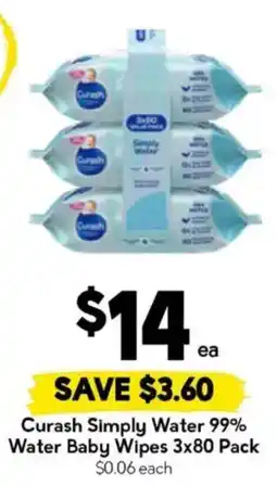 Drakes Curash Simply Water 99% Water Baby Wipes offer