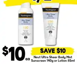 Drakes Neutrogena Ultra Sheer Body Sunscreen offer