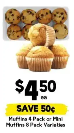 Drakes Muffins 4 Pack or Mini Muffins 8 Pack Varieties offer