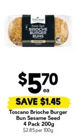 Drakes Toscano Brioche Burger Bun Sesame Seed offer