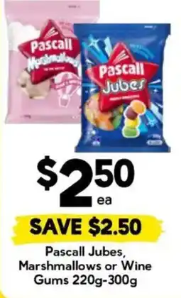 Drakes Pascall Jubes, Marshmallows or Wine Gums offer