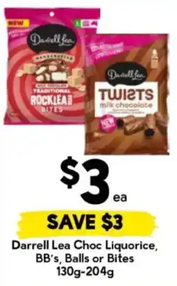 Drakes Darrell Lea Choc Liquorice, BB's, Balls or Bites offer