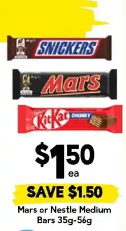 Drakes Mars or Nestle Medium Bars offer