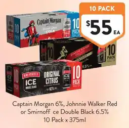 Foodworks Captain Morgan, Johnnie Walker Red or Smirnoff Ice Double Black offer