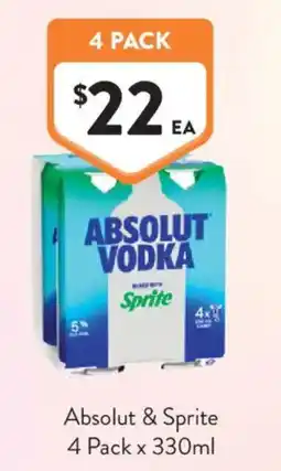 Foodworks Absolut & Sprite offer