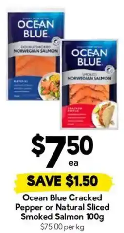 Drakes Ocean Blue Cracked Pepper or Natural Sliced Smoked Salmon offer
