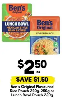 Drakes Ben's Original Flavoured Rice Pouch or Lunch Bowl Pouch offer