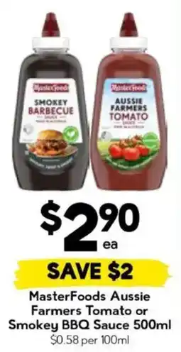 Drakes MasterFoods Aussie Farmers Tomato or Smokey BBQ Sauce offer