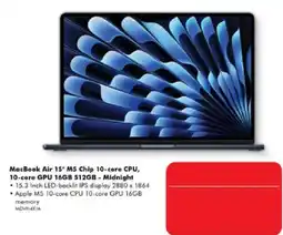 The Good Guys MacBook Air 15" M5 Chip 10-core CPU, 10-core GPU 16GB 512GB - Midnight offer