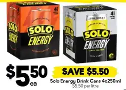 Drakes Solo Energy Drink Cans offer