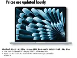 The Good Guys MacBook Air 13" M5 Chip 10-core CPU, 8-core GPU 16GB 512GB - Sky Blue offer