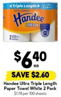 Drakes Handee Ultra Triple Length Paper Towel White 2 Pack offer