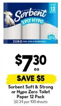 Drakes Sorbent Soft & Strong or Hypo Zero Toilet Paper offer