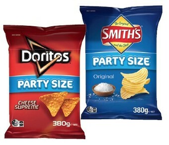 IGA Smith’s, Doritos or Red Rock Deli Chips Party Size 290-380g Selected Varieties offer