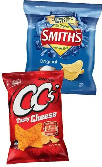 IGA CC's or Smith's Crinkle Cut Chips 150-175g Selected Varieties offer