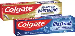 Coles Colgate Advanced Whitening & Tartar or Max Fresh Toothpaste 200g offer