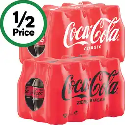 Woolworths Coca-Cola Classic, Zero Sugar or Diet Soft Drink Varieties 12 x 300ml offer