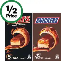 Woolworths Mars, Snickers or Twix Frozen Dessert Bars 215-250ml Pk 5 offer
