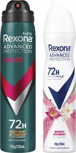 Coles Rexona Advanced 72hr Aerosol Deodorant offer