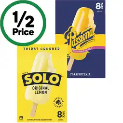 Woolworths NEW Passiona or Solo Ice Pops 560ml Pk 8 offer