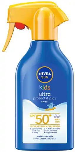 Coles Nivea Sun Kids Ultra Protect & Play Sunscreen SPF50+ offer