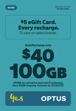 Coles Optus $40 AutoRecharge only SIM offer