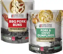 Coles Hong Kong Dim Sim Kitchen Pork & Chive Dumplings or BBQ Pork Buns 300g offer
