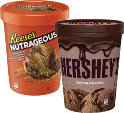 Coles Hershey's or Reese's Ice Cream Tub 1 Litre offer