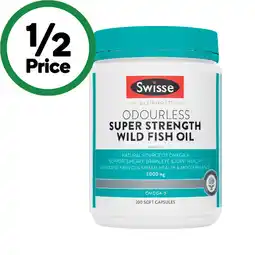 Woolworths Swisse Ultiboost Odourless Super Strength Wild Fish Oil 2000mg Capsules offer