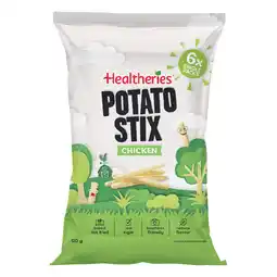 Woolworths Healtheries Potato Stix or Rice Wheels 120-126g Pk 6 – From the Health Food Aisle offer