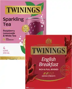 Coles Twinings Sparkling Tea 4x250mL or Tea Bags 80 Pack-100 Pack offer