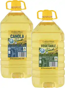 Coles Golden Fields Vegetable or Canola Oil 4 Litre offer