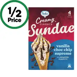 Woolworths Bulla Creamy Classics Sundae Cones offer
