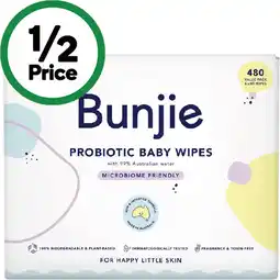 Woolworths Bunjie Probiotic Baby Wipes Fragrance & Toxin-Free offer