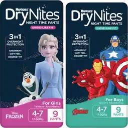 Coles Huggies DryNites Night Time Pants-10 Pack offer